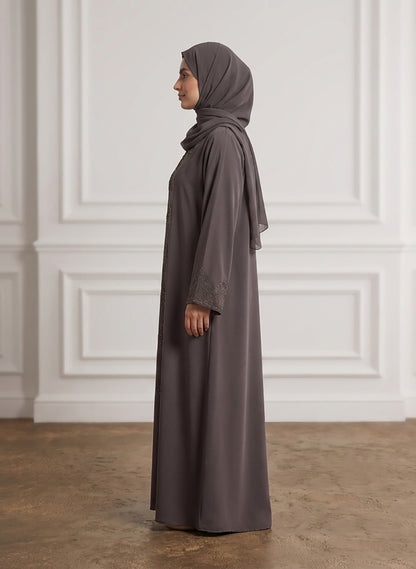 Charcoal-Taupe-Beaded-Lace-Crepe-Abaya-958
