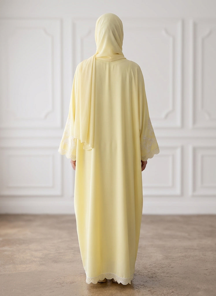 Pale-Yellow-Front-Zip-Embroidered-Sleeve-Nida-Abaya-with-Pockets-961