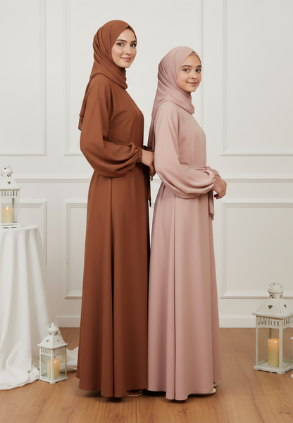 The Zahra Artistic Contrast Mother & Daughter Abaya-AB80MD