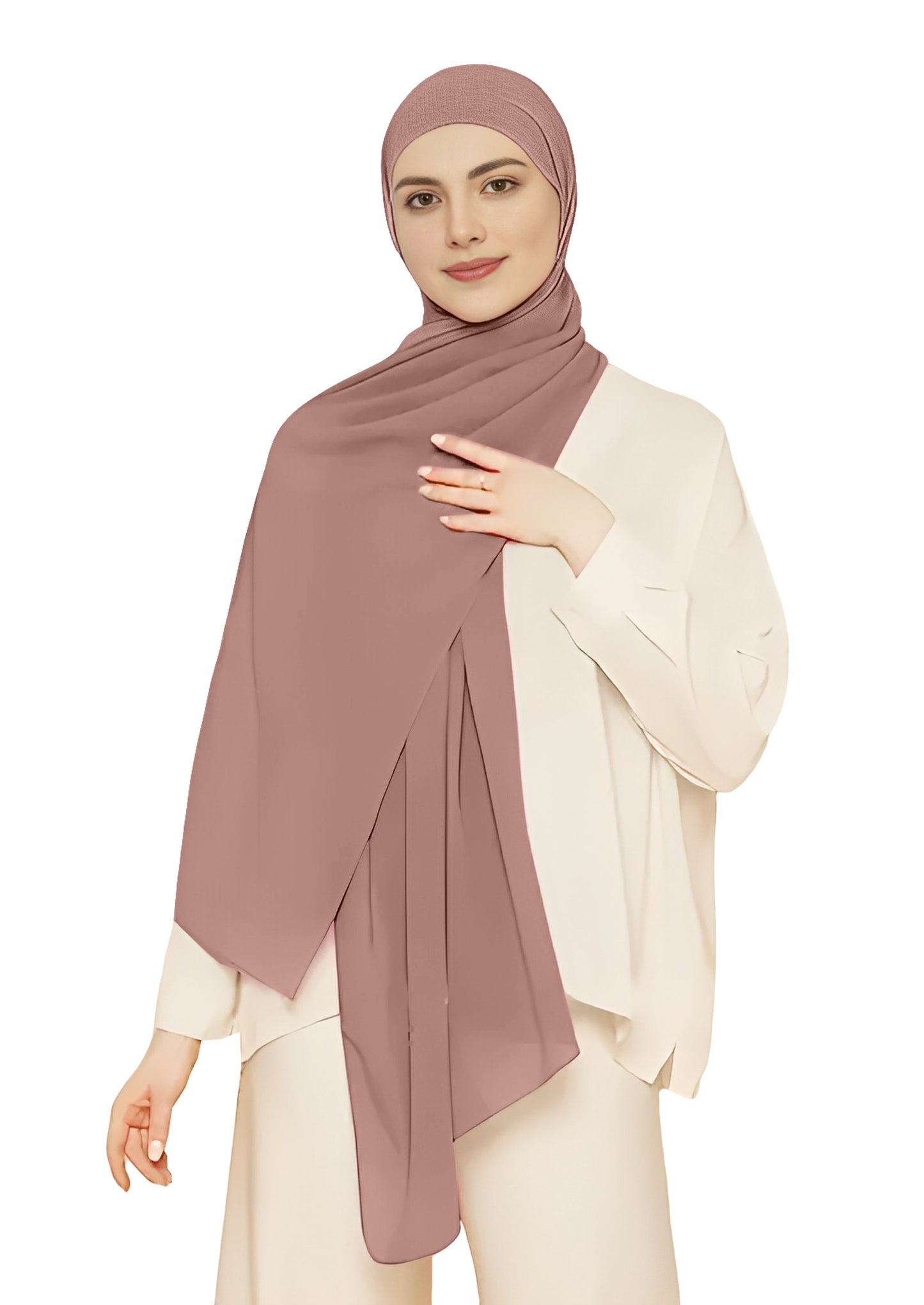 Chiffon Light Taupe color Hijab-H13