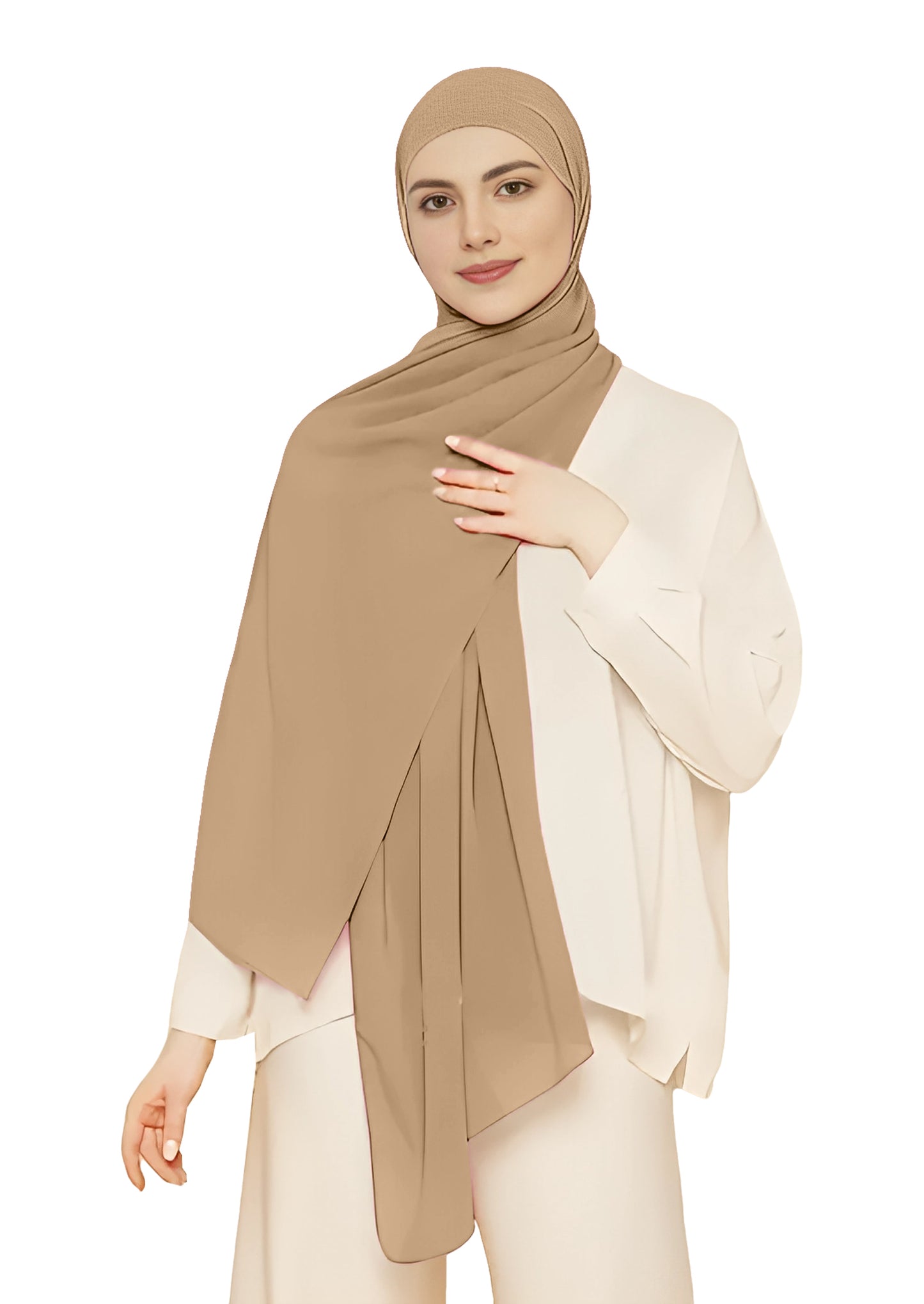 Chiffon Pale Taupe color Hijab-H2