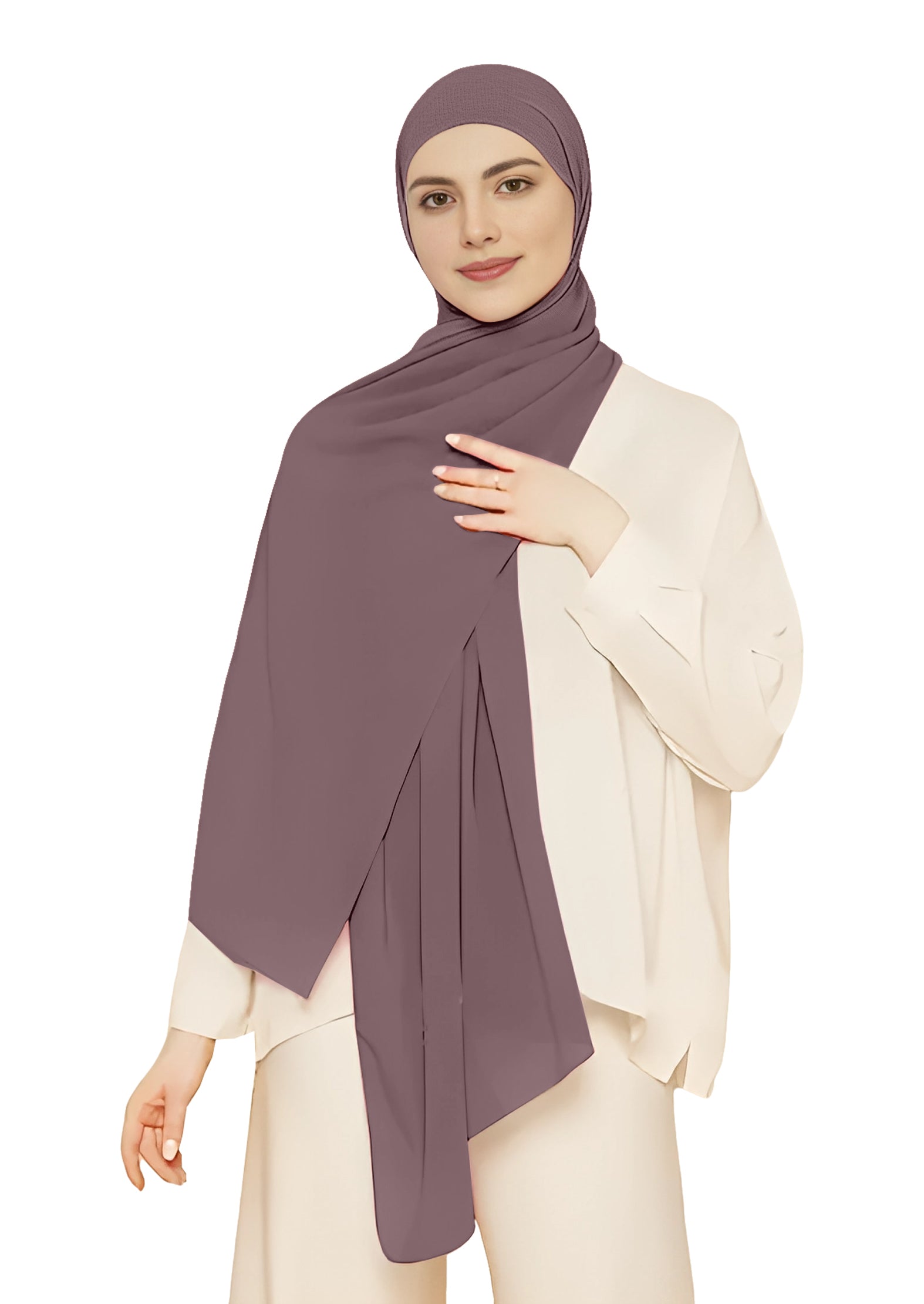 Chiffon Deep Taupe color Hijab-H7