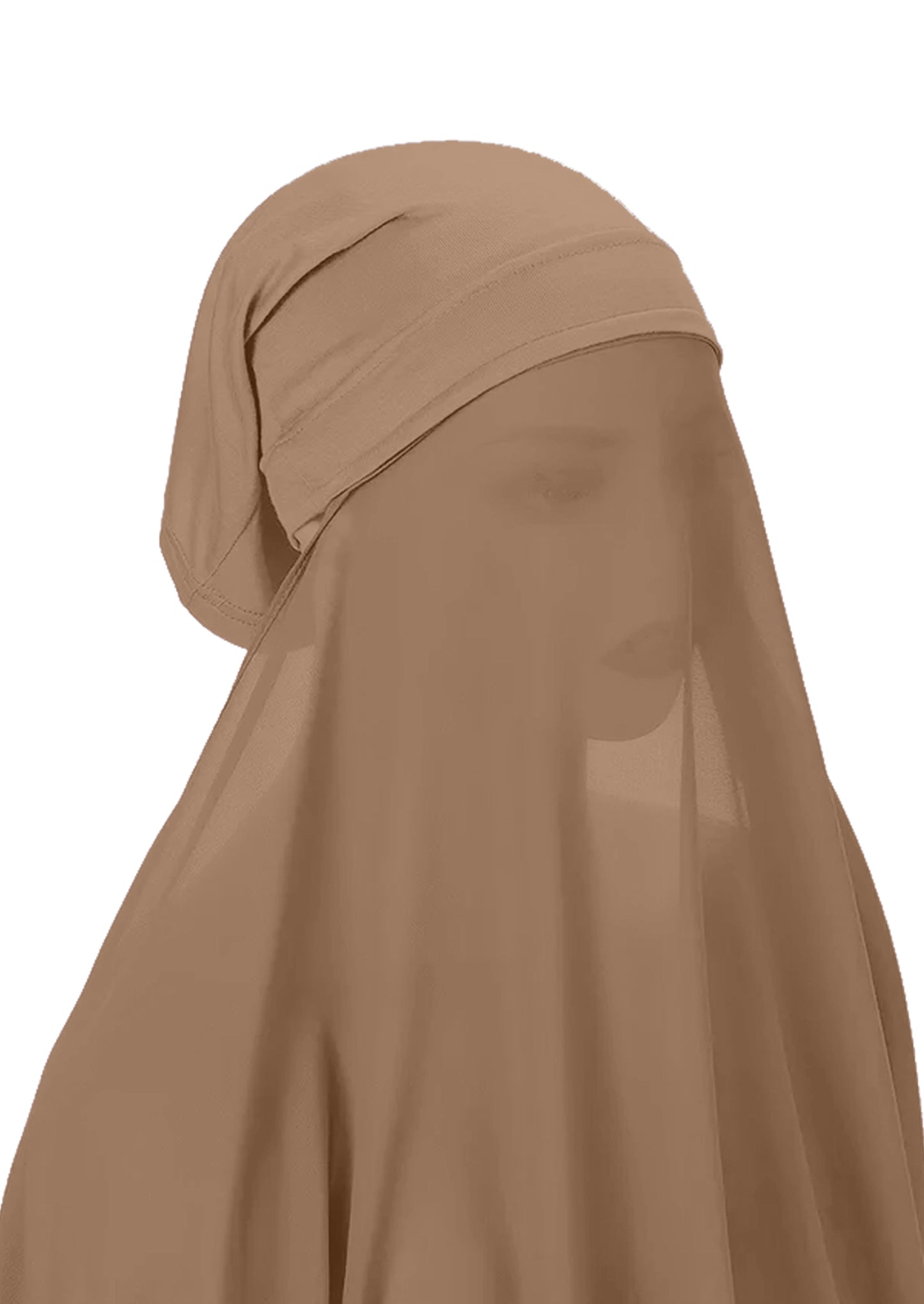 Instant Hijab Wrap,Pullover Head Scarf with Tube Undercap Brown color Hijab-HC12