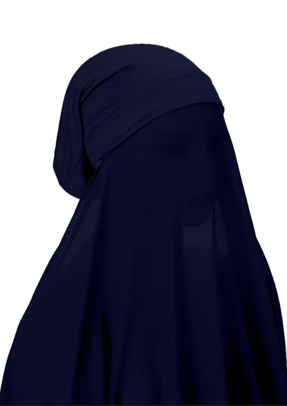 Instant Hijab Wrap,Pullover Head Scarf with Tube Undercap Navy Blue color Hijab-HC15