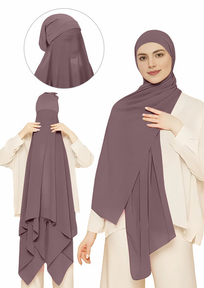 Instant Hijab Wrap,Pullover Head Scarf with Tube Undercap Deep Taupe color Hijab-HC7