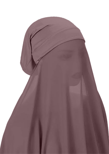 Instant Hijab Wrap,Pullover Head Scarf with Tube Undercap Deep Taupe color Hijab-HC7