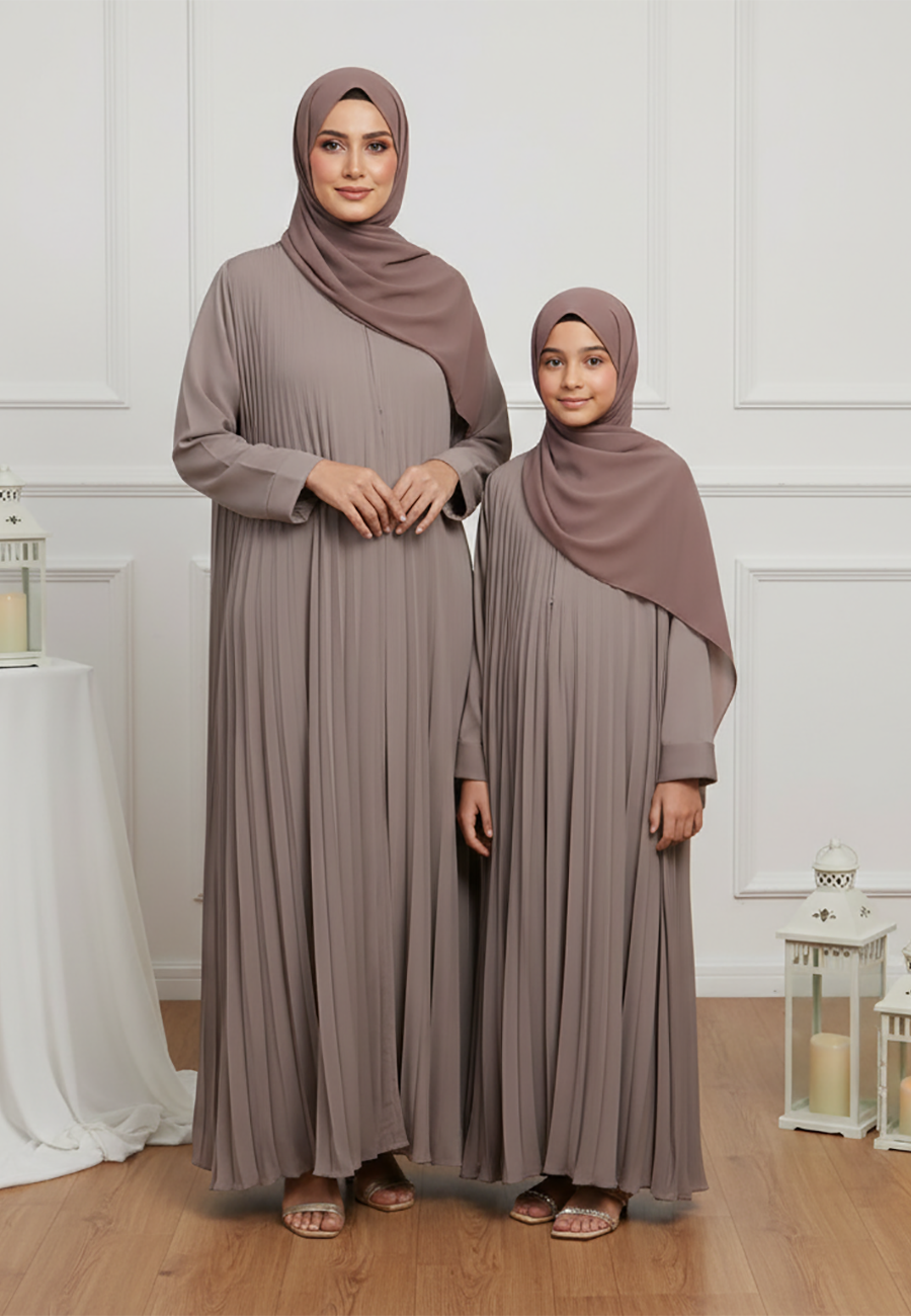 The Soraya Mother & Daughter Abaya: Pleated Perfection-N230AMD