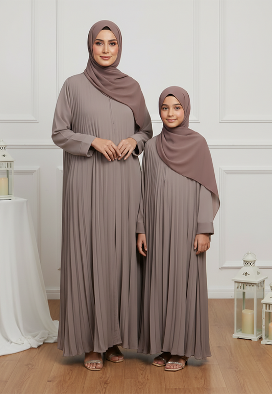 The Soraya Mother & Daughter Abaya: Pleated Perfection-N230AMD