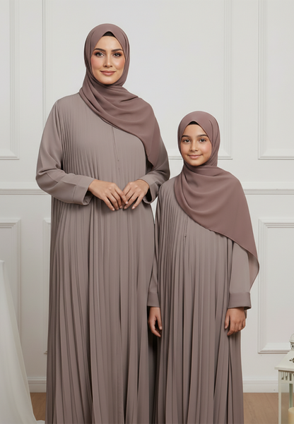 The Soraya Mother & Daughter Abaya: Pleated Perfection-N230AMD