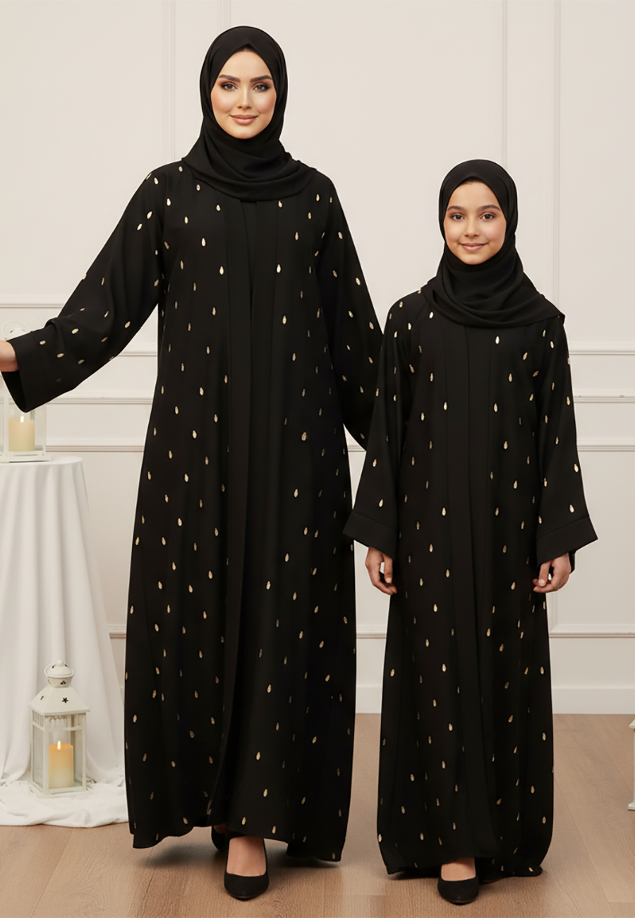The Najma Mother & Daughter Abaya: A Shower of Golden Light-SB179AMD