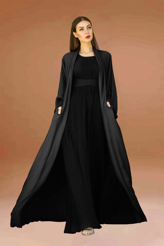 Open abaya with inner dress-2P28