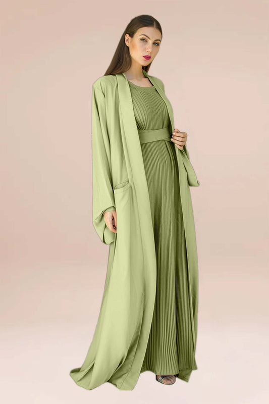 Two Piece set-Open abaya with inner dress