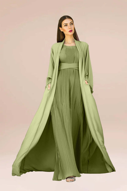 Two Piece set-Open abaya with inner dress