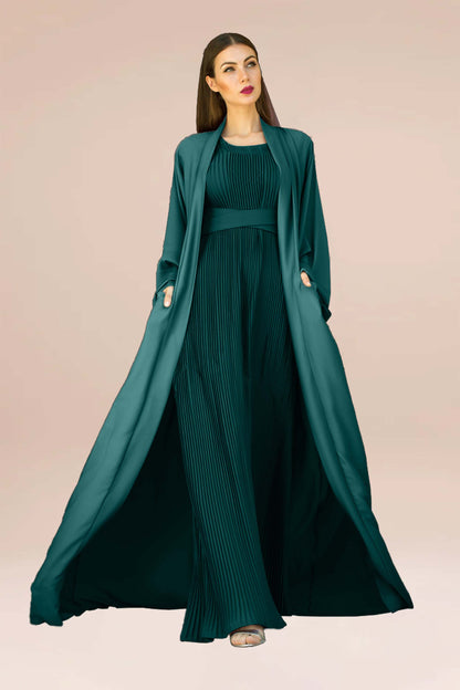 Two Piece set-Open abaya with matching inner dress-AJ1675A