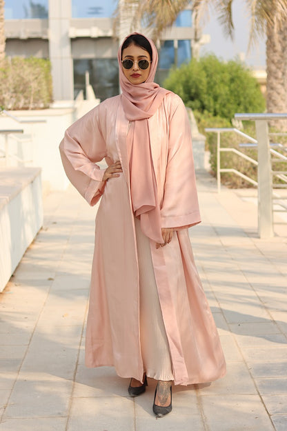 Shimmer abaya- Pale pink