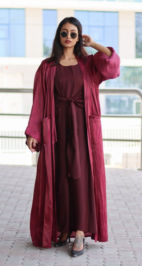 Shimmer abaya- Maroon