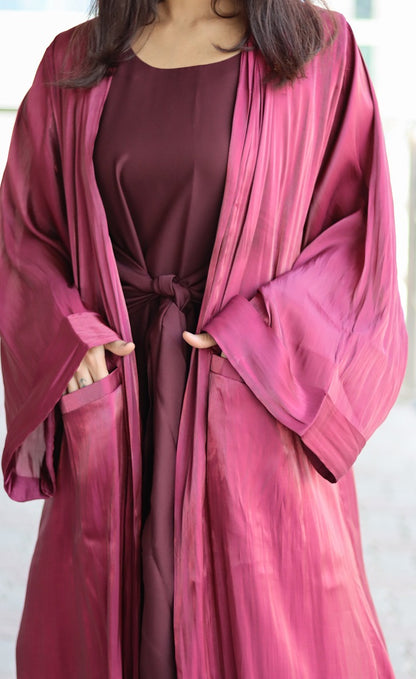 Shimmer abaya- Maroon