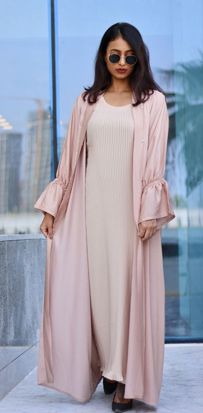 Beige 2-piece abaya set