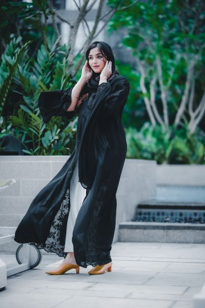 Luxury black stone abaya