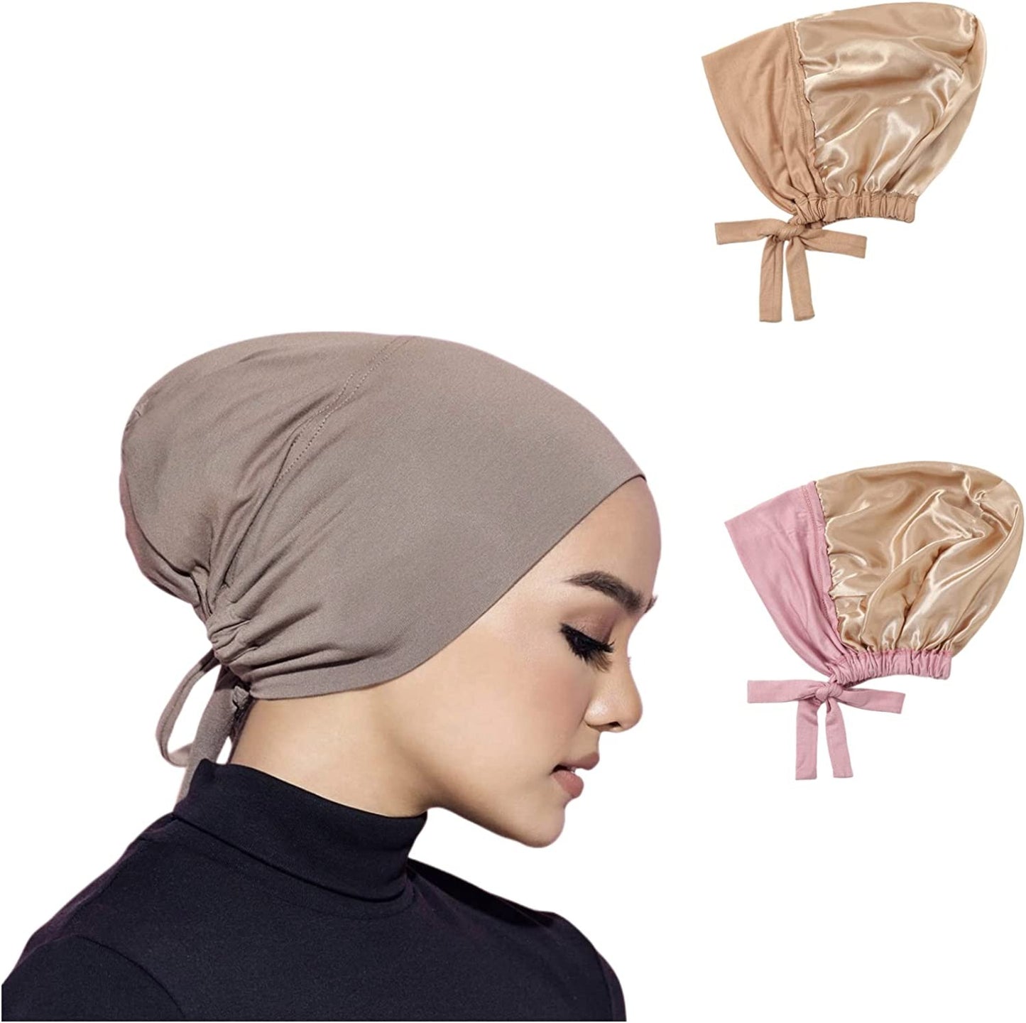 Hijab Bonnet- Silk lining- Espresso