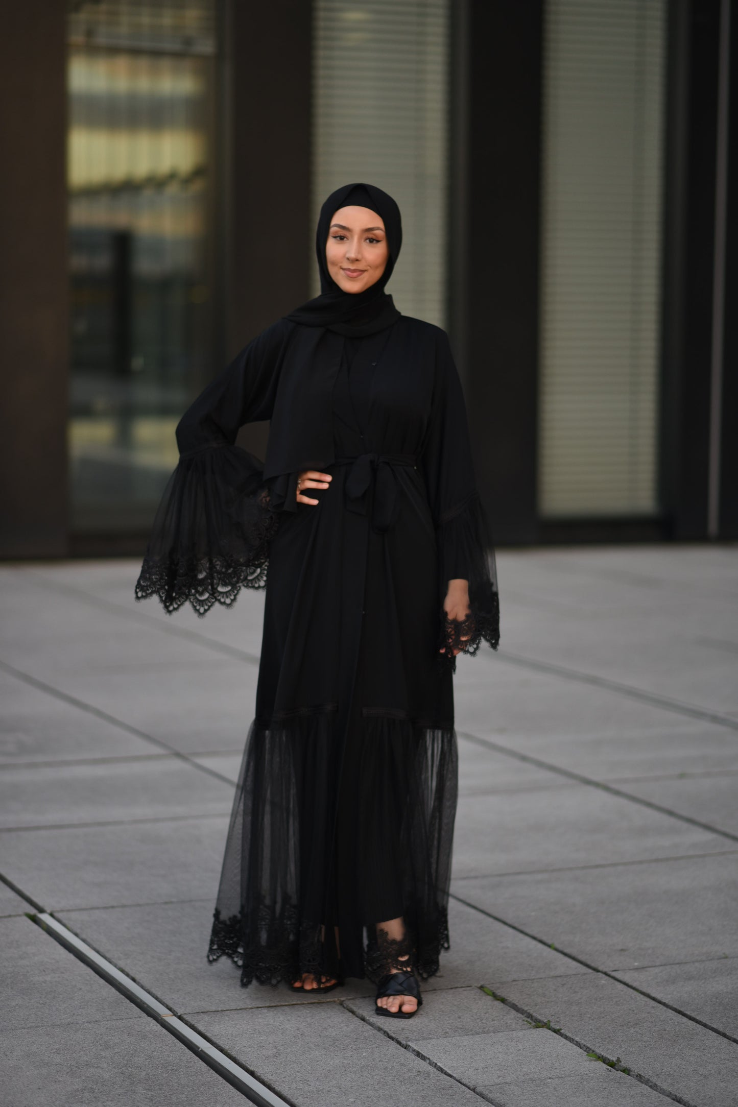 Tulle crochet abaya